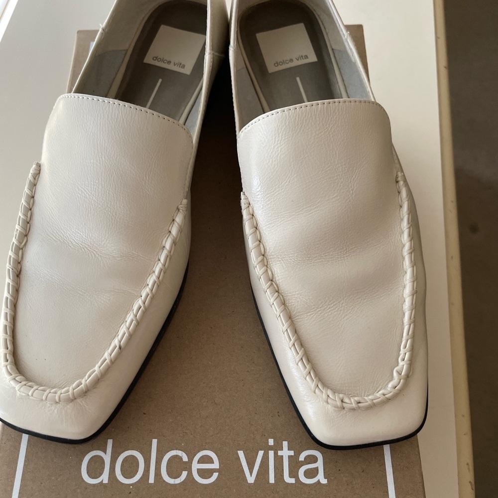 Dolce Vita Ivory Braided Leather Loafers